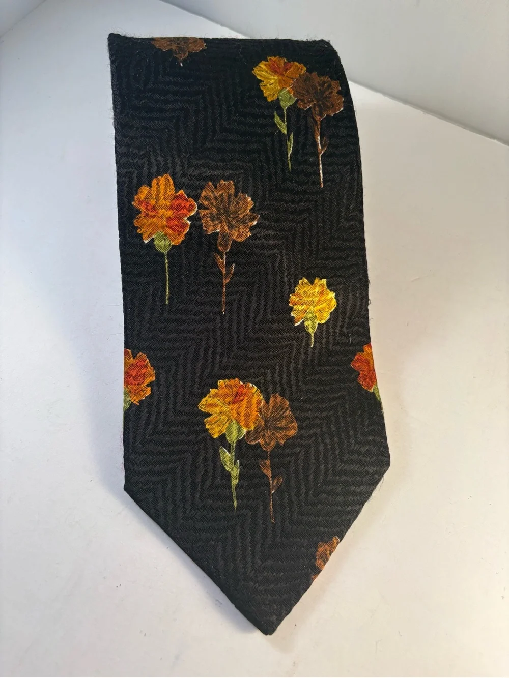 Lot Of 2 Ermenegildo Zegna Silk Ties Black Floral Tulip Carnation Luxury Italy